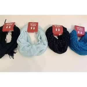 New 4 Bundle 2 In 1 Women's Knit Fishnet Fringe Net Loop Circle Scarf One Size
